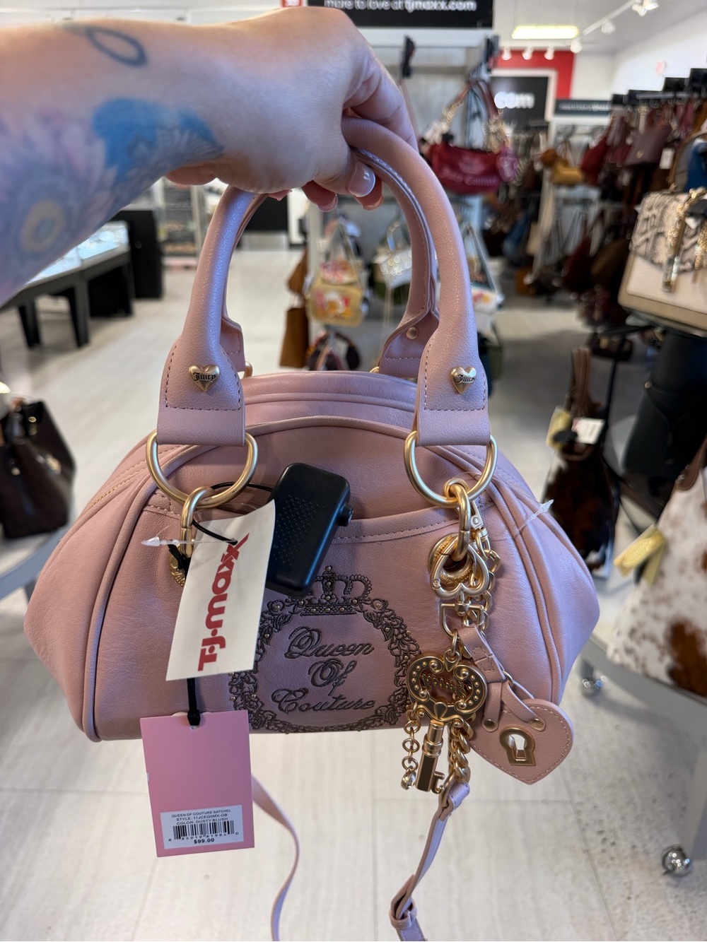 Juicy Couture Pink Mini Dome Satchel with Gold Charm Keychain